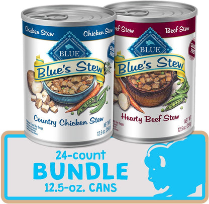 Blue Buffalo Blue's Stew Variety Pack Hearty Beef & Country Chicken Stew Natural Grain Free Wet Dog Food with Real Meat in Thick Savory Gravy, Natural Ingredients, 12.5-oz Cans (6 Count) - Image 15
