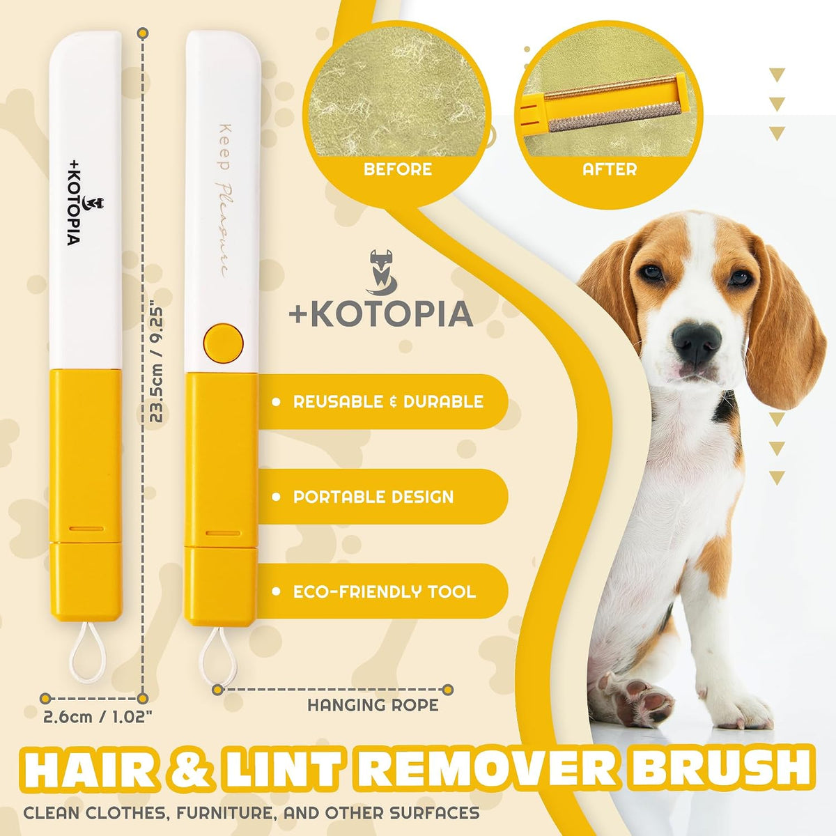 Using the included hair brush on a sofa for pet fur removal