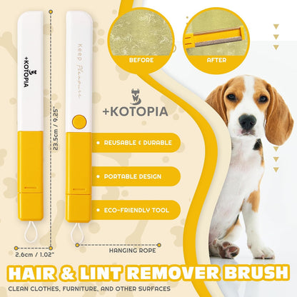 Using the included hair brush on a sofa for pet fur removal