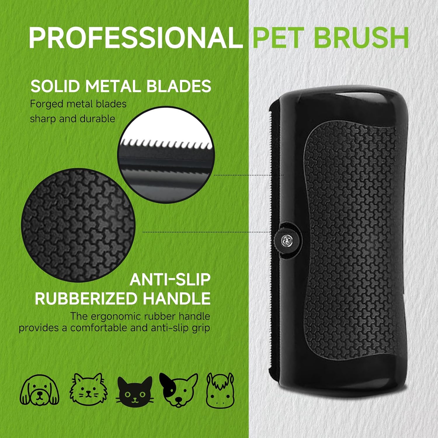 WapaW hair removal tool for dogs close up highlighting the comfortable palm grip design.