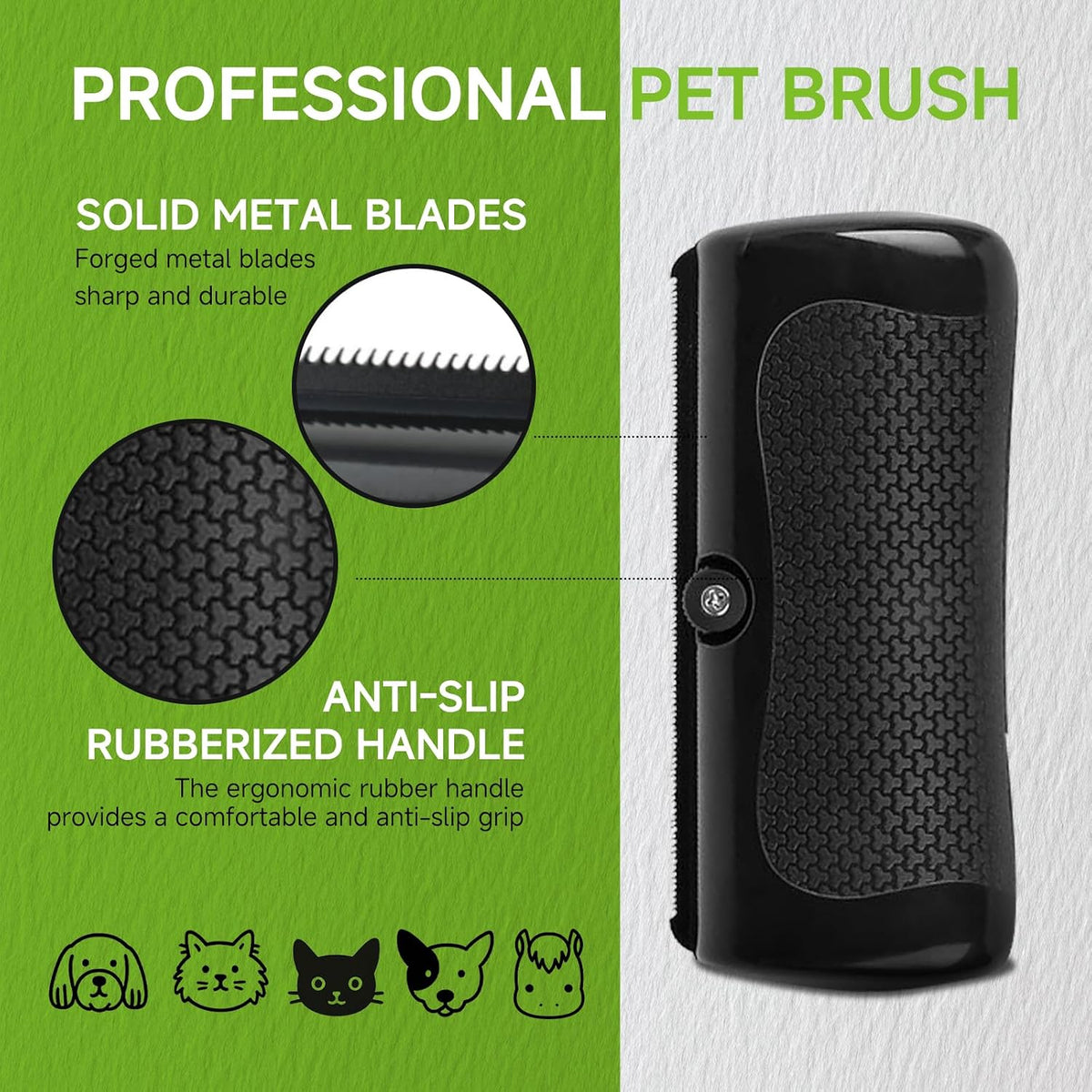 WapaW hair removal tool for dogs close up highlighting the comfortable palm grip design.