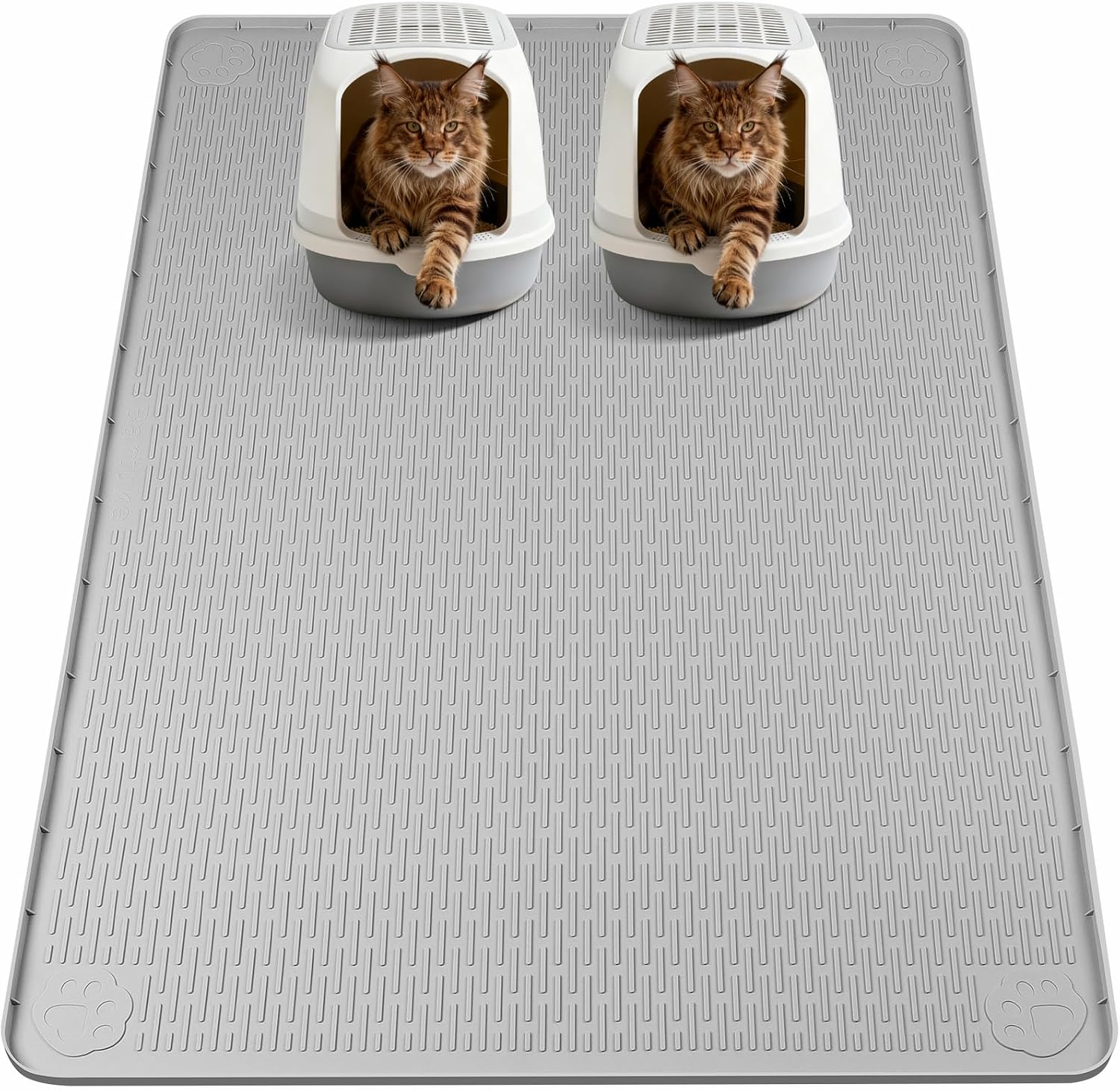 Cat Litter Mat, Extra Large 40" x 28" Silicone Mat Litter Trapping Mat for Scatter Control, Soft on Kitty Paws, Easy to Clean (Gray) - Image 15