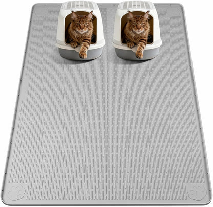 Cat Litter Mat, Extra Large 40" x 28" Silicone Mat Litter Trapping Mat for Scatter Control, Soft on Kitty Paws, Easy to Clean (Gray) - Image 15