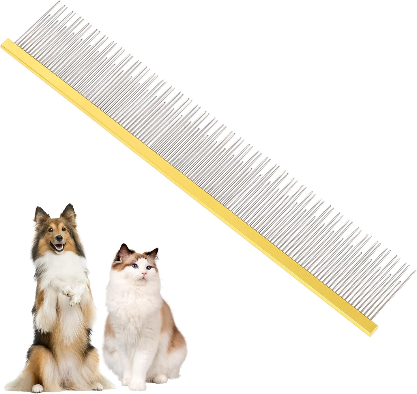 Dematting comb removing loose fur from pet