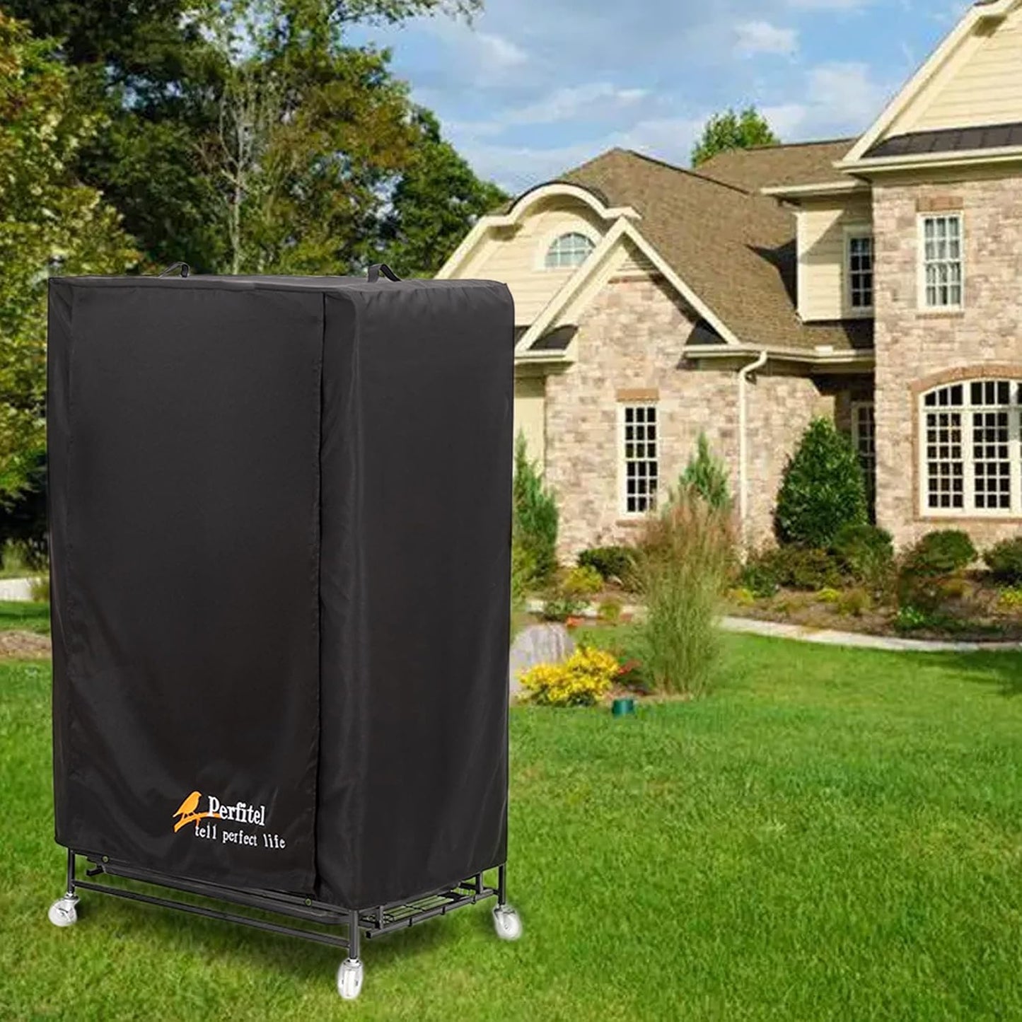 Perfitel large black bird cage cover completely enclosed for sleep