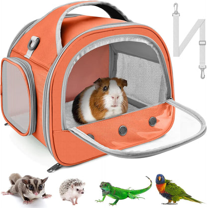 Bissap Guinea Pig Carrier Bag, Portable Small Animal Carrier Pouch for Hamster Chinchilla Rabbit Gerbil Hedgehog Sugar Glider Outgoing Travel Carrying Case - Grey - Image 8