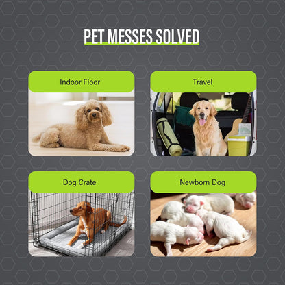 COCOYO odor eliminating puppy pads being placed on a tiled room floor