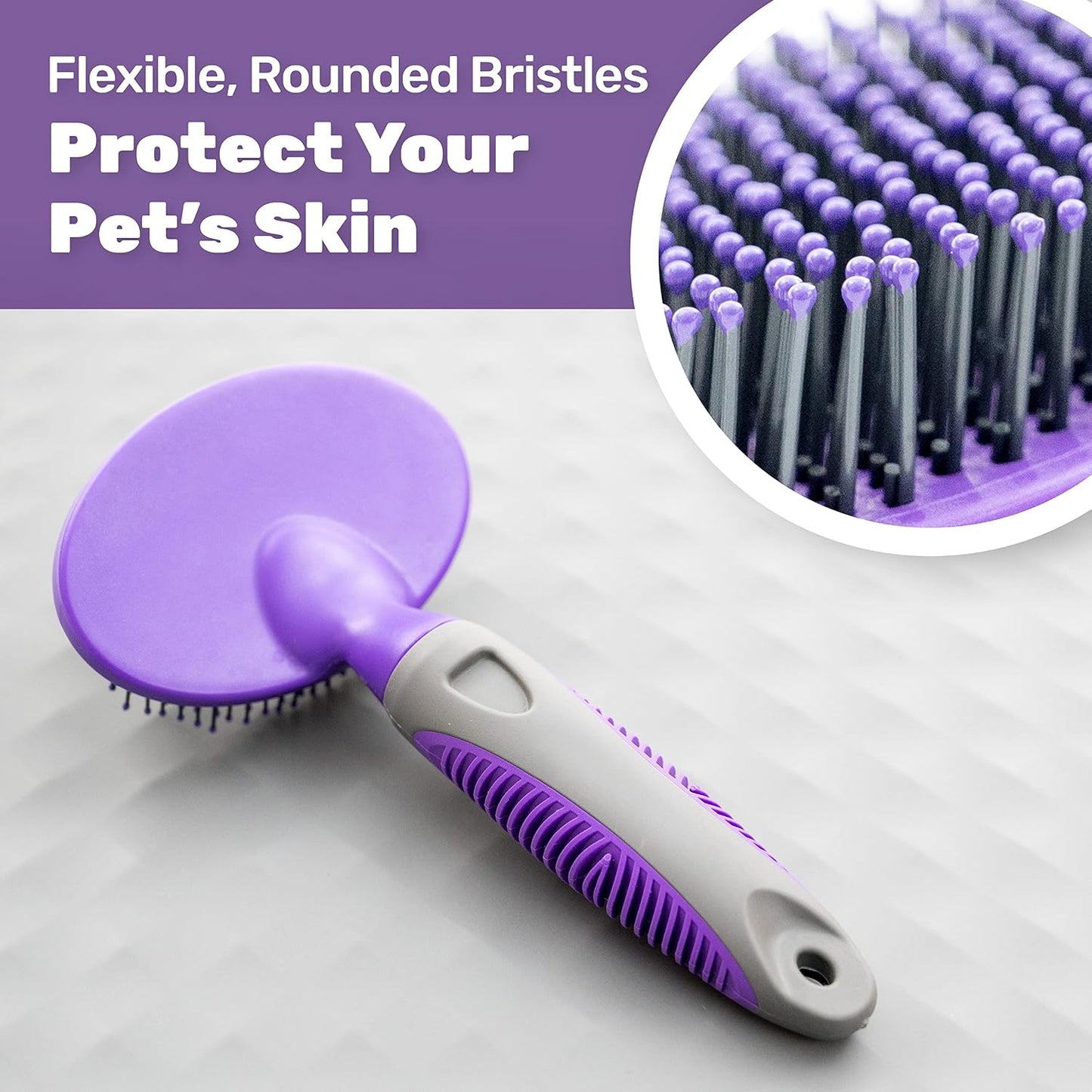 Hertzko deshedding tool being used on a long haired pet coat safely