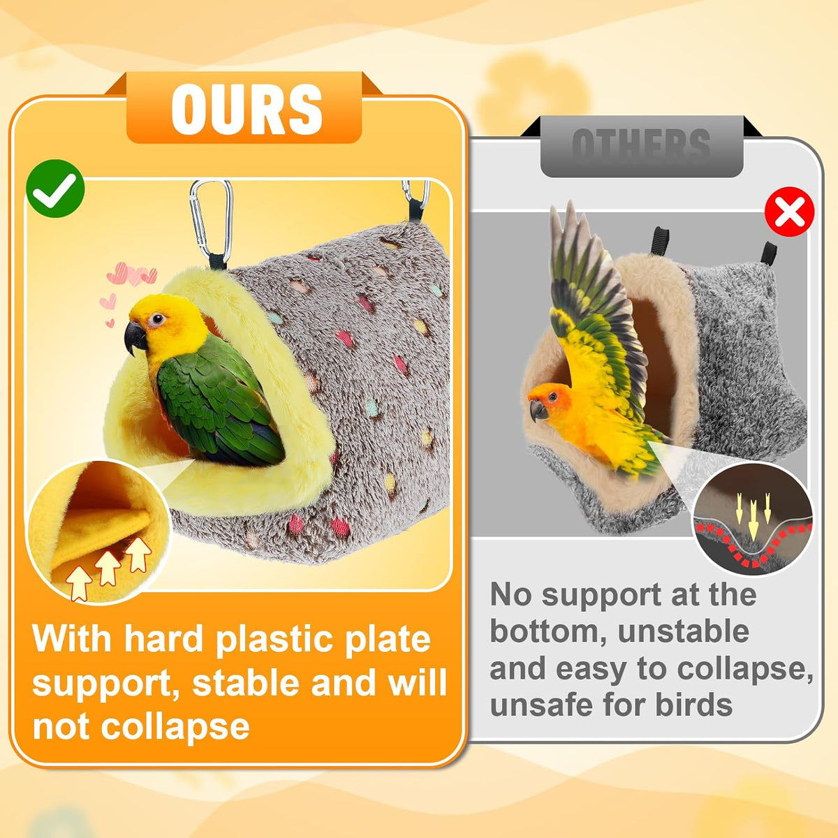 MEWTOGO Medium Winter Warm Bird Nest House with Support Board for Cage - Image 2
