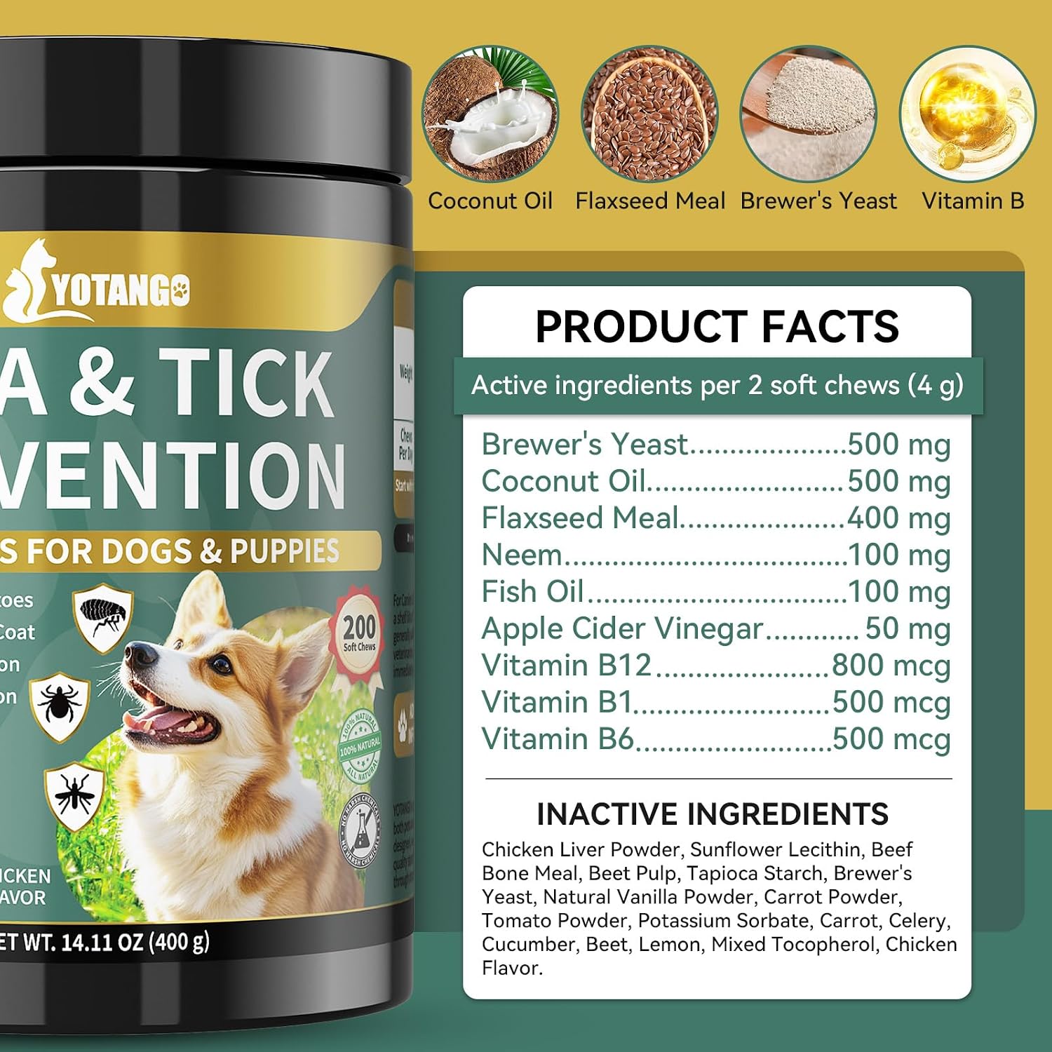 YOTANGO skin comfort and glossy coat formula for small medium and large dogs.