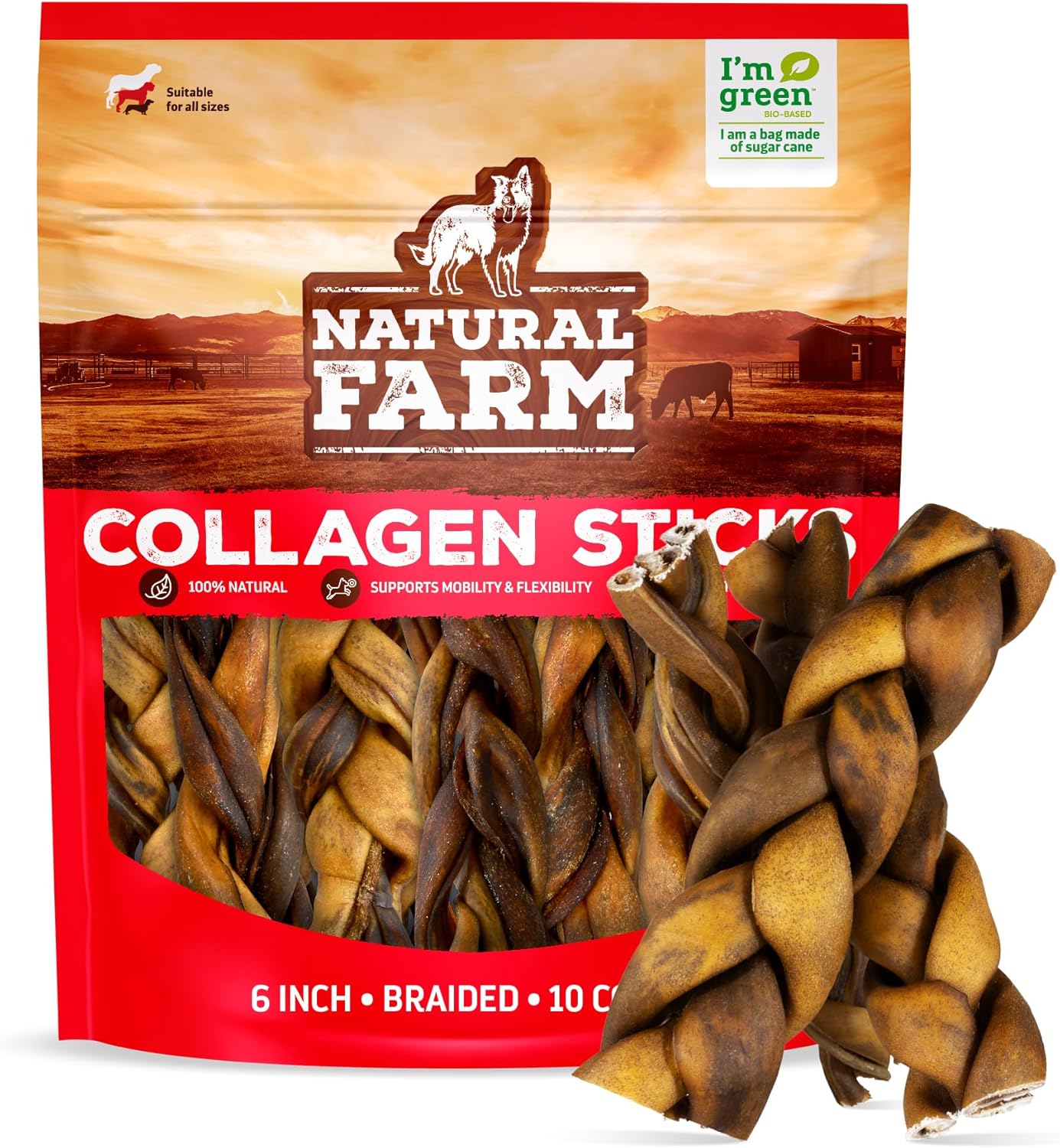 Natural Farm Braided Collagen Chews for Dogs (12 Inch, 6 Pack), Collagen Sticks, Natural Dog Chews, Long Lasting, for Small, Medium and Large Dogs, Odor-Free, Rawhide Alternative - Image 11