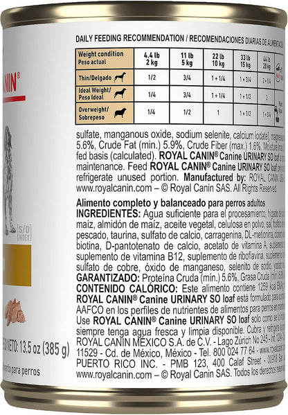 Royal Canin Urinary SO wet dog food thirteen point five ounce case pack