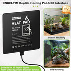 Under tank installation of the ONKELYIM twelve watt terrarium heating mat beneath a glass reptile enclosure.