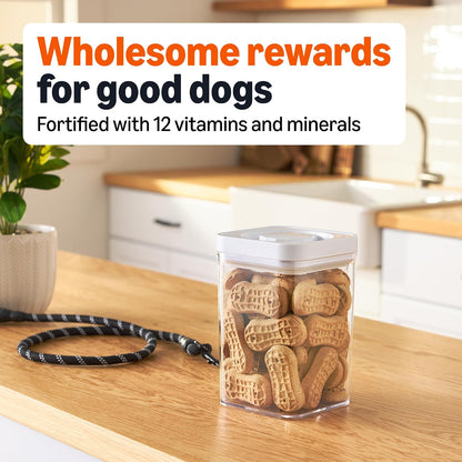Crunchy dog biscuits for dental health and fresh breath close up
