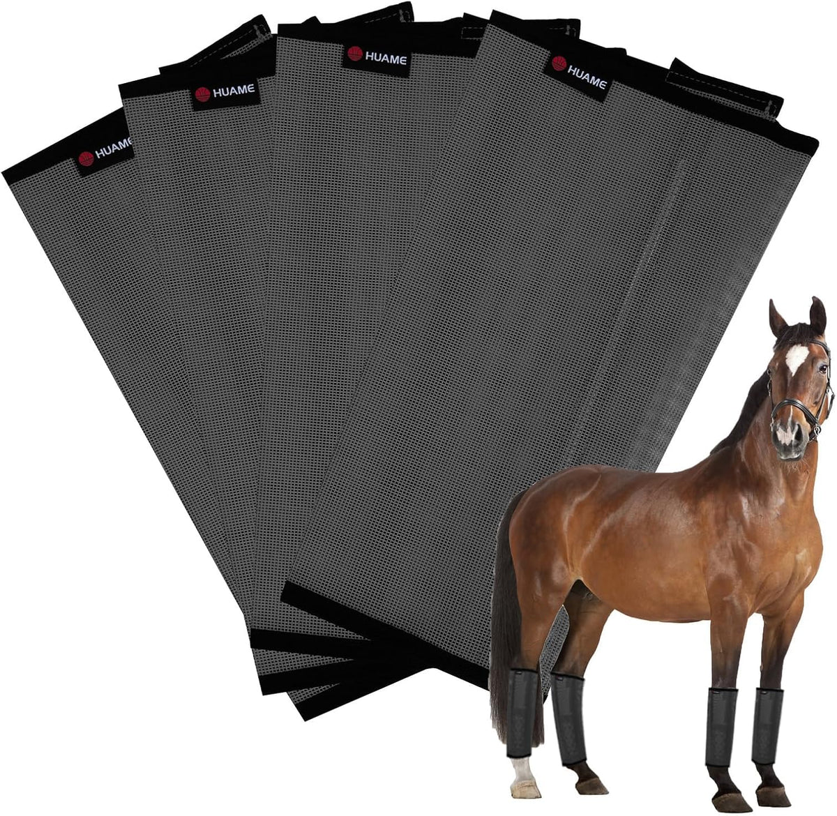 HUAME protective horse gear package layout illustrating purple large size dimensions
