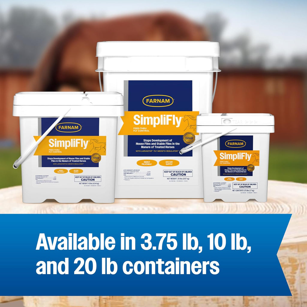 Back label view of Farnam SimpliFly showing precautionary text and ingredients