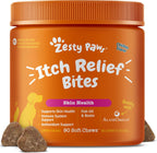 Zesty Paws Itch Relief for Dogs 90 Count front packaging view allergy supplement chews