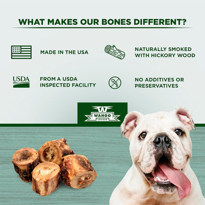 Four count bag of Wahoo Locker natural beef marrow chews