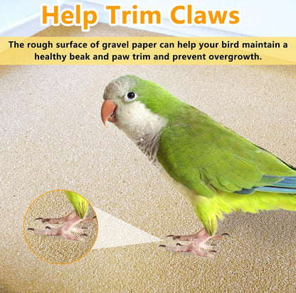 Acsist bird cage liners placed in a parrot cage