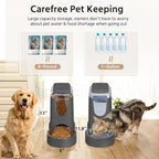 Detachable stainless steel bowls separating from the gray WyfKyd automatic pet feeding station.