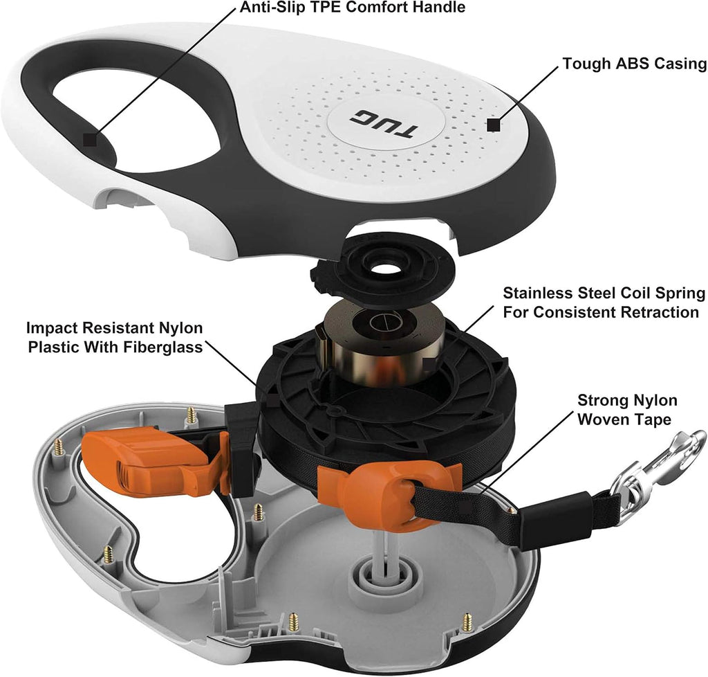 Tug retractable leash ergonomic anti-slip handle grip