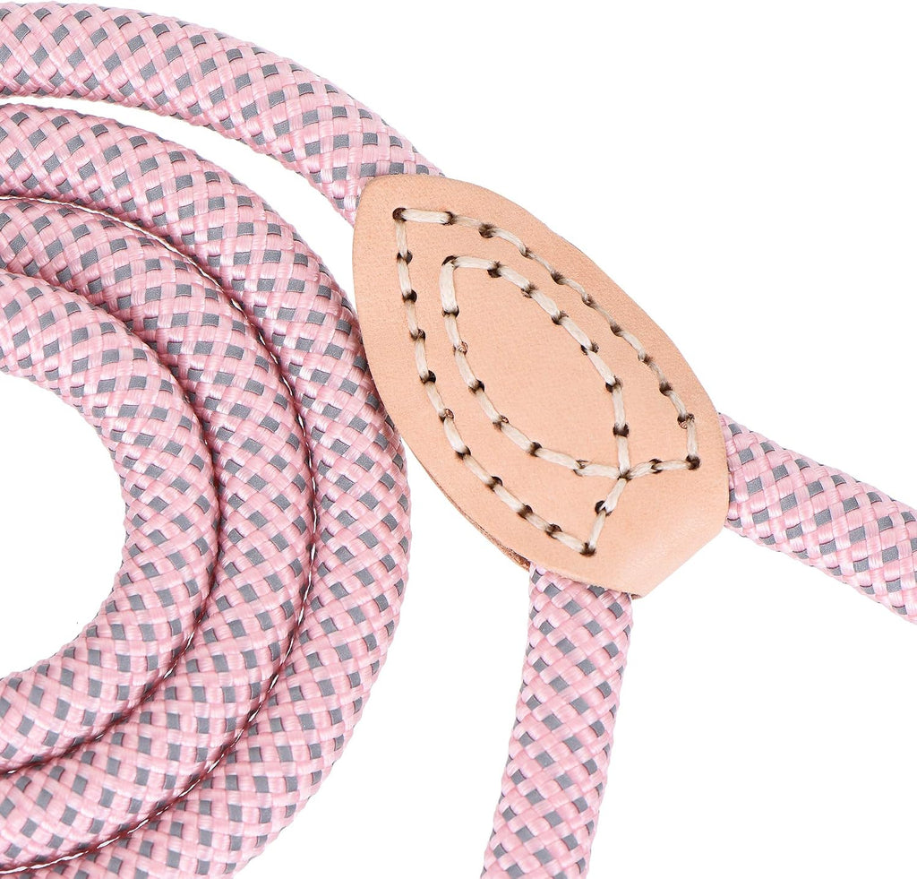Mile High Life four feet rope leash showing the complete product layout including hand stitched leather accents