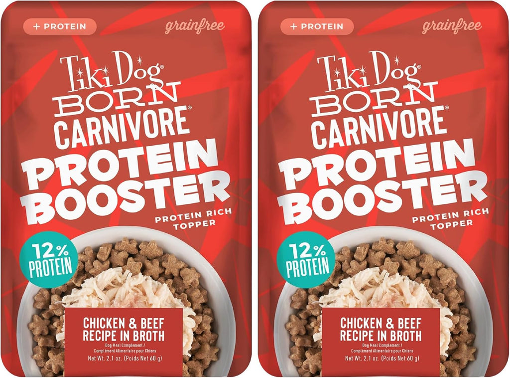 Tiki Dog Born Carnivore Protein Booster Wet Dog Food Topper, Chicken and Beef Recipe in Broth, 2.1 oz. Pouch (12 Count) - Image 10