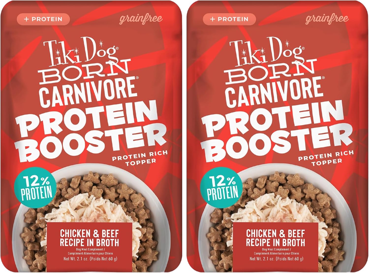 Tiki Dog Born Carnivore Protein Booster Wet Dog Food Topper, Chicken and Beef Recipe in Broth, 2.1 oz. Pouch (12 Count) - Image 10