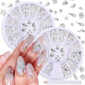 HYWWPFLAY 3D Silver Nail Charms front view in packaging wheels