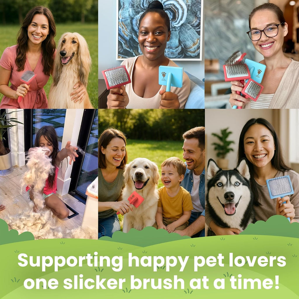 Slicker Brush for Dogs - Long Pin for Poodles, Doodles & Long Haired Dogs, Deshedding & Dematting Tool, Slicker Dog Brushes for Grooming (Coral, Flat Large) - Image 9