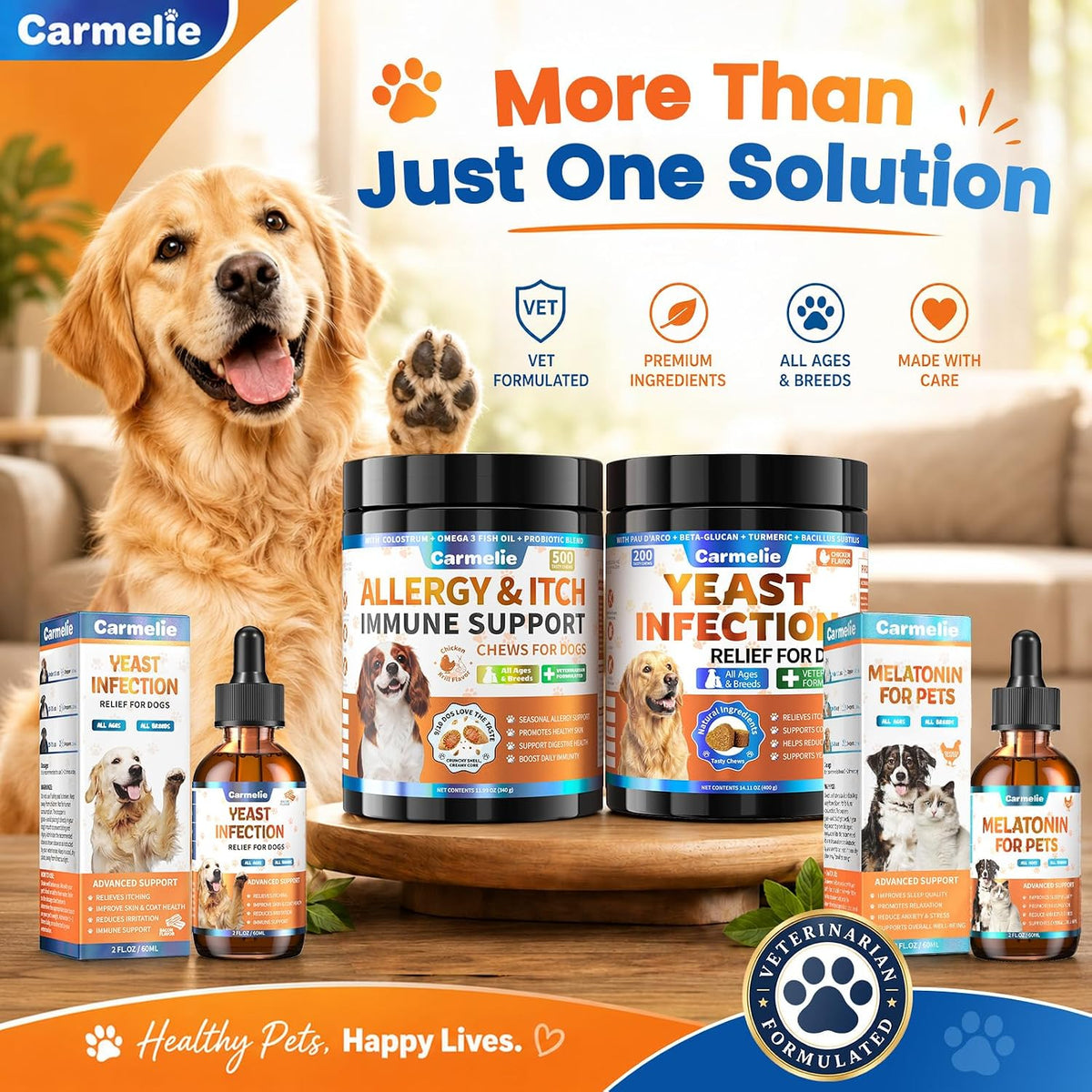 Yeast Infection Treatment for Dogs, 200 Chew Carmelie Yeast Balance Healthy Itch Relief, Ear Paw Care for Dog, Allergy Supports, Inflammation Relief for Dogs, Chinken Flavor (70 Days Supply) - Image 9