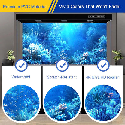 High definition blue ocean aquarium background poster for fish tank decoration.