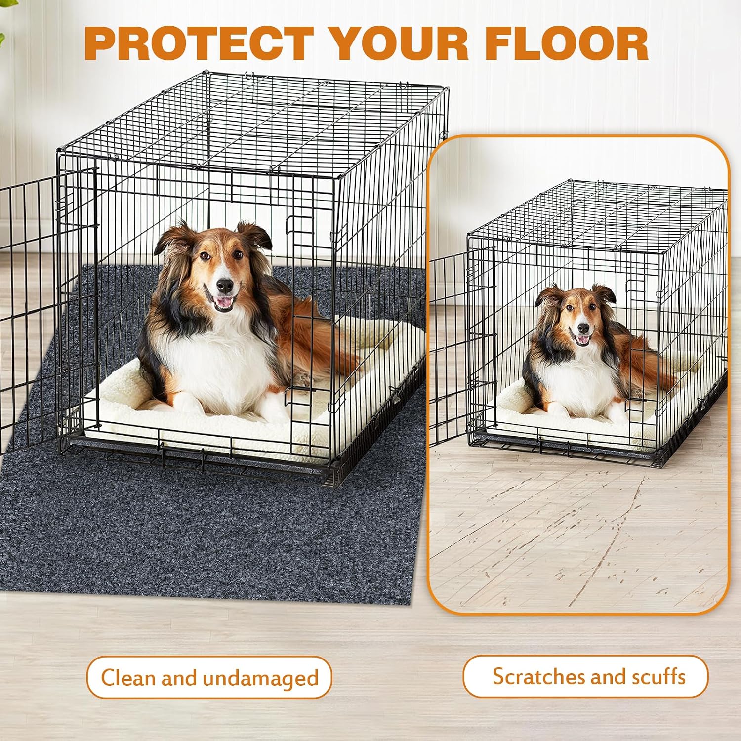 Trinka pet mat used as a floor protector in a playpen setting