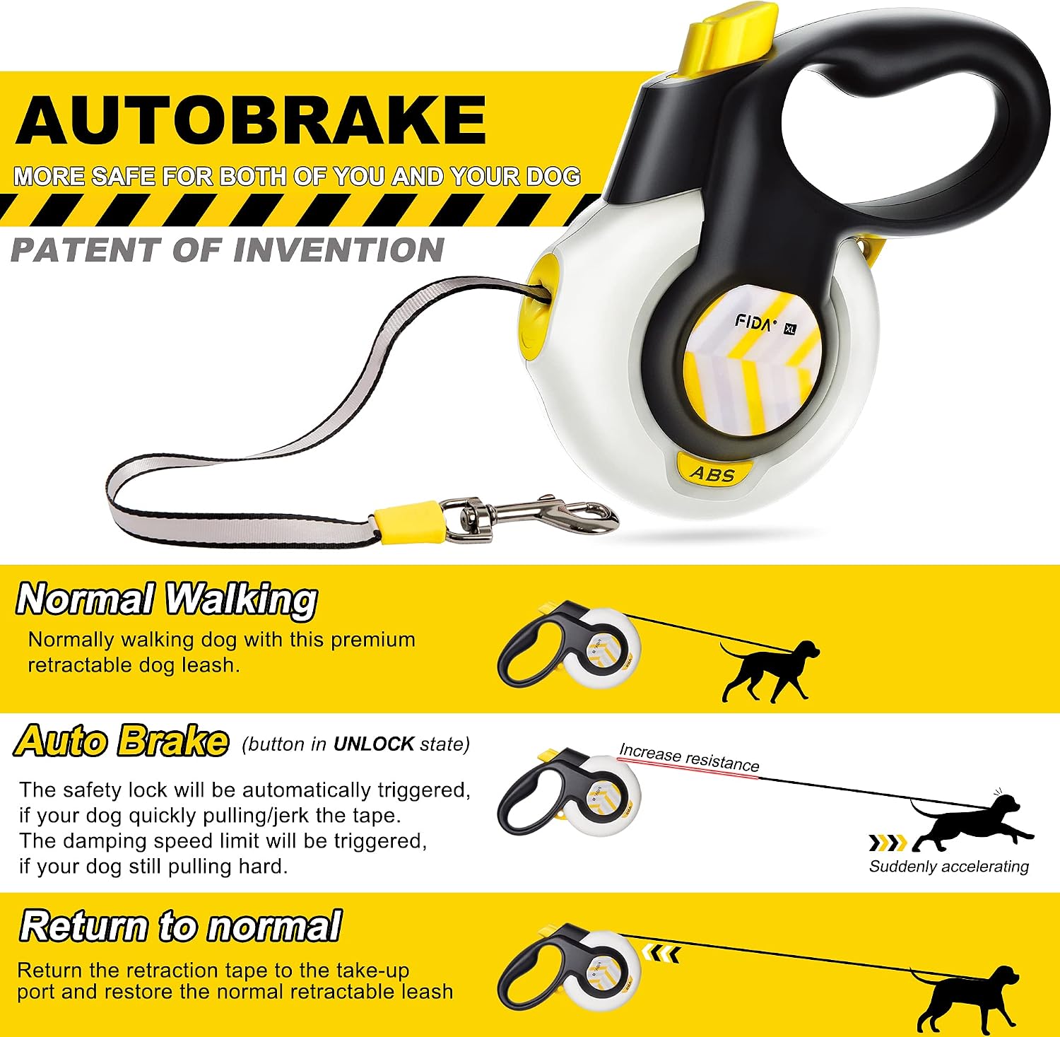 Fida heavy duty dog leash handle and control button