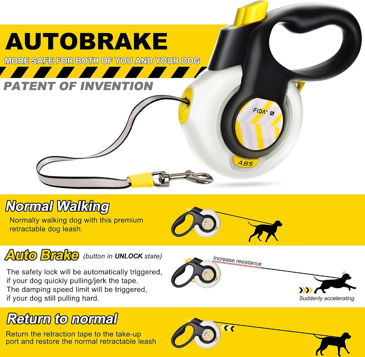 Fida heavy duty dog leash handle and control button