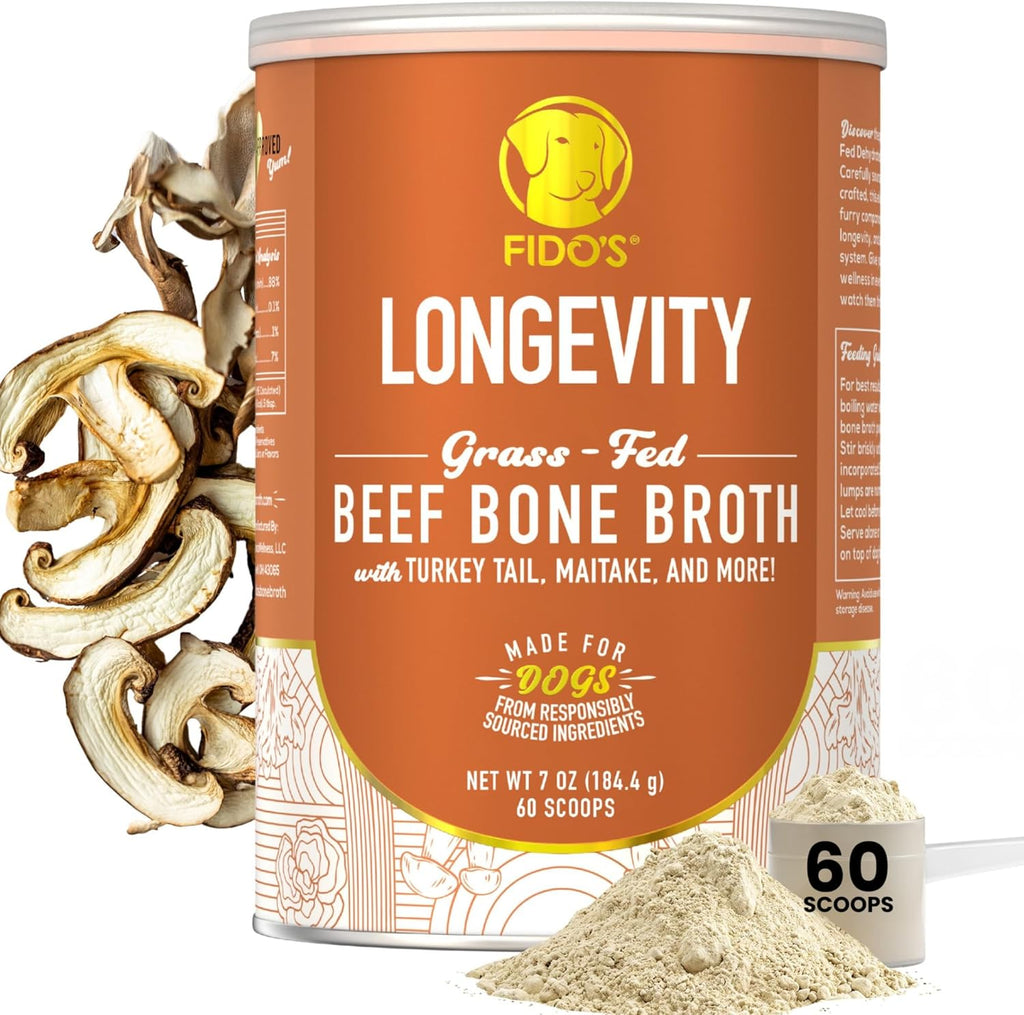 Fido's Grass-Fed Beef Bone Broth for Dogs 7oz with 94% Protein - Picky Eaters Human Grade Bone Broth Powder for Dogs - Made in USA - No Preservatives - Supports Joints + Gut Health - 60 Scoops - Image 12