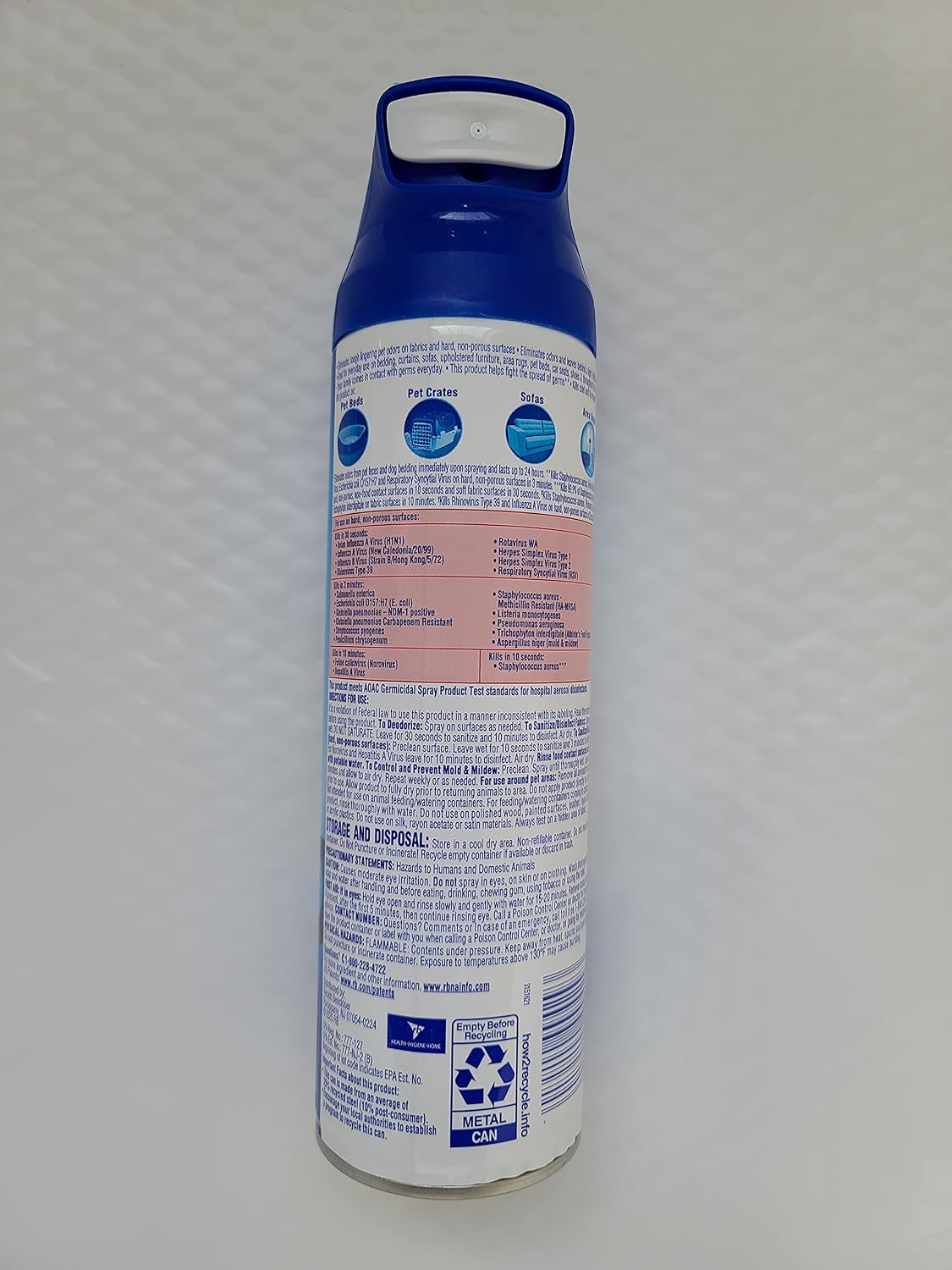 Lysol Pet Solutions disinfectant aerosol bottle for odor removal