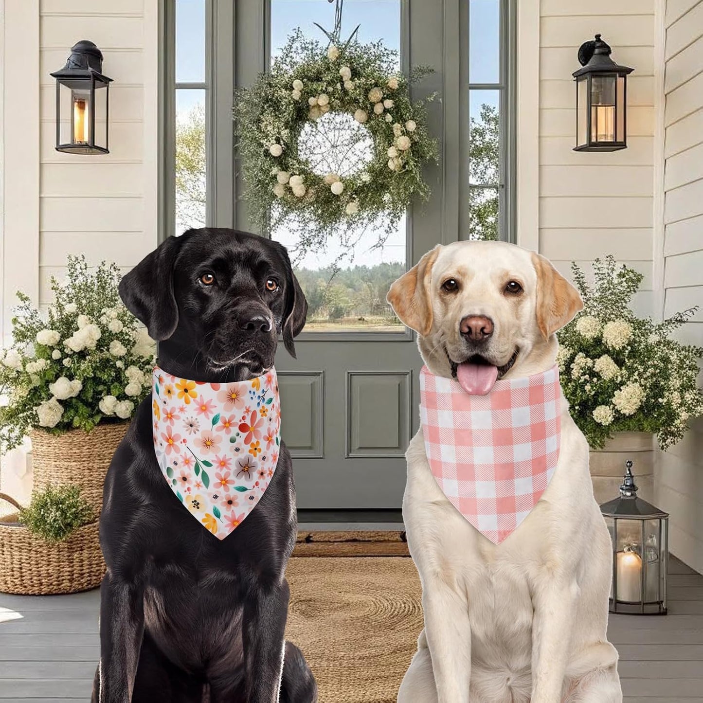Durable polyester fabric detail of pet triangle bibs
