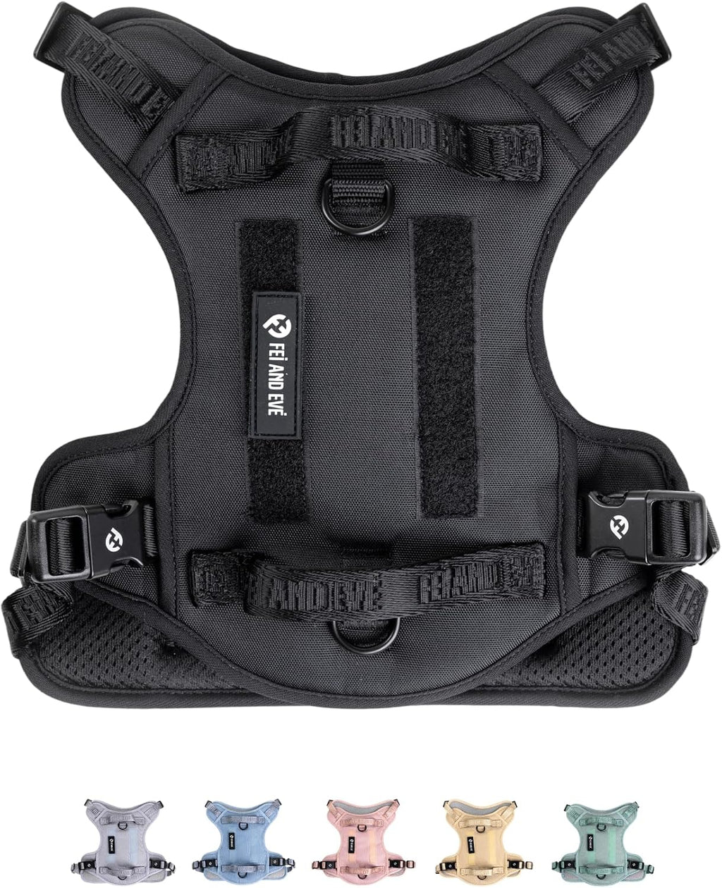 Fei & Eve Classic Dog Harness | 3-Point No-Pull Control, Dual Handle Support, Durable 900D Nylon, Tactical Patch Panel, Heavy Duty, Large (Pink) - Image 12