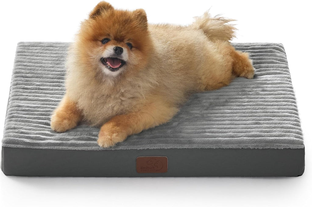 Large dog resting comfortably on Bedsure orthopedic bed