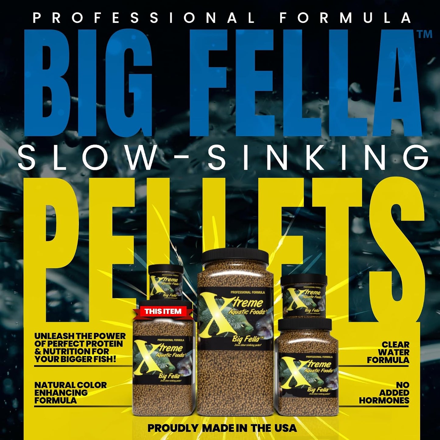 Xtreme Big Fella 3.0mm fish food pellet texture close up