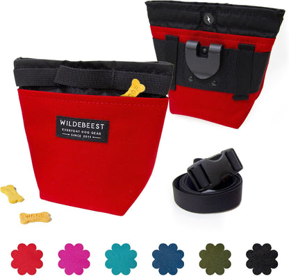 Wildebeest Dog Treat Pouch, Dog Treat Bag, Dog Training Treat Pouch, Dog Travel Bag, Pet Treat Pouch, Magnetic Closure, 2 Water-Resistant Compartments, Detachable Waist Strap & Belt Clip (Navy) - Image 9