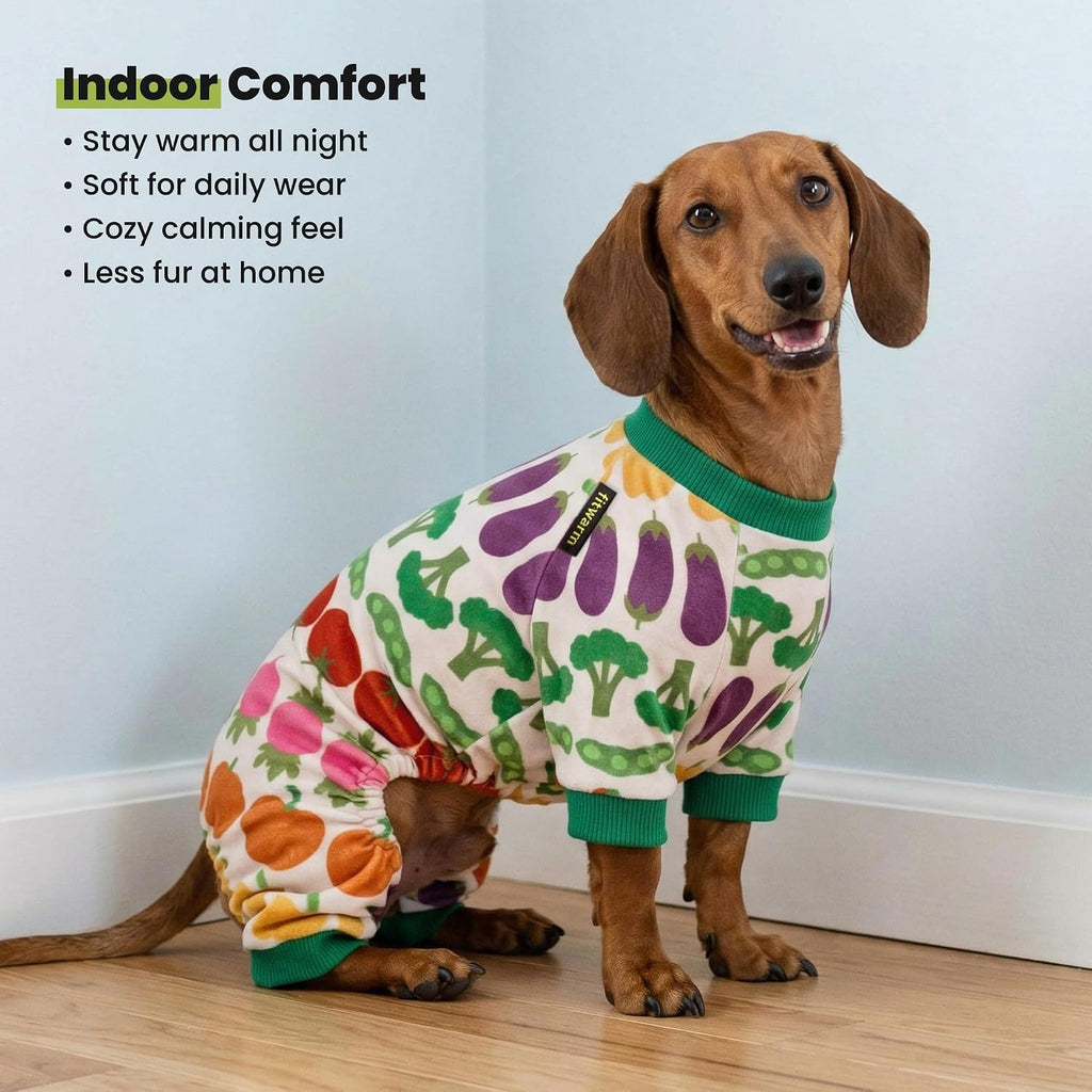 Fitwarm extra-small winter dog jammies close up on the soft fabric texture.