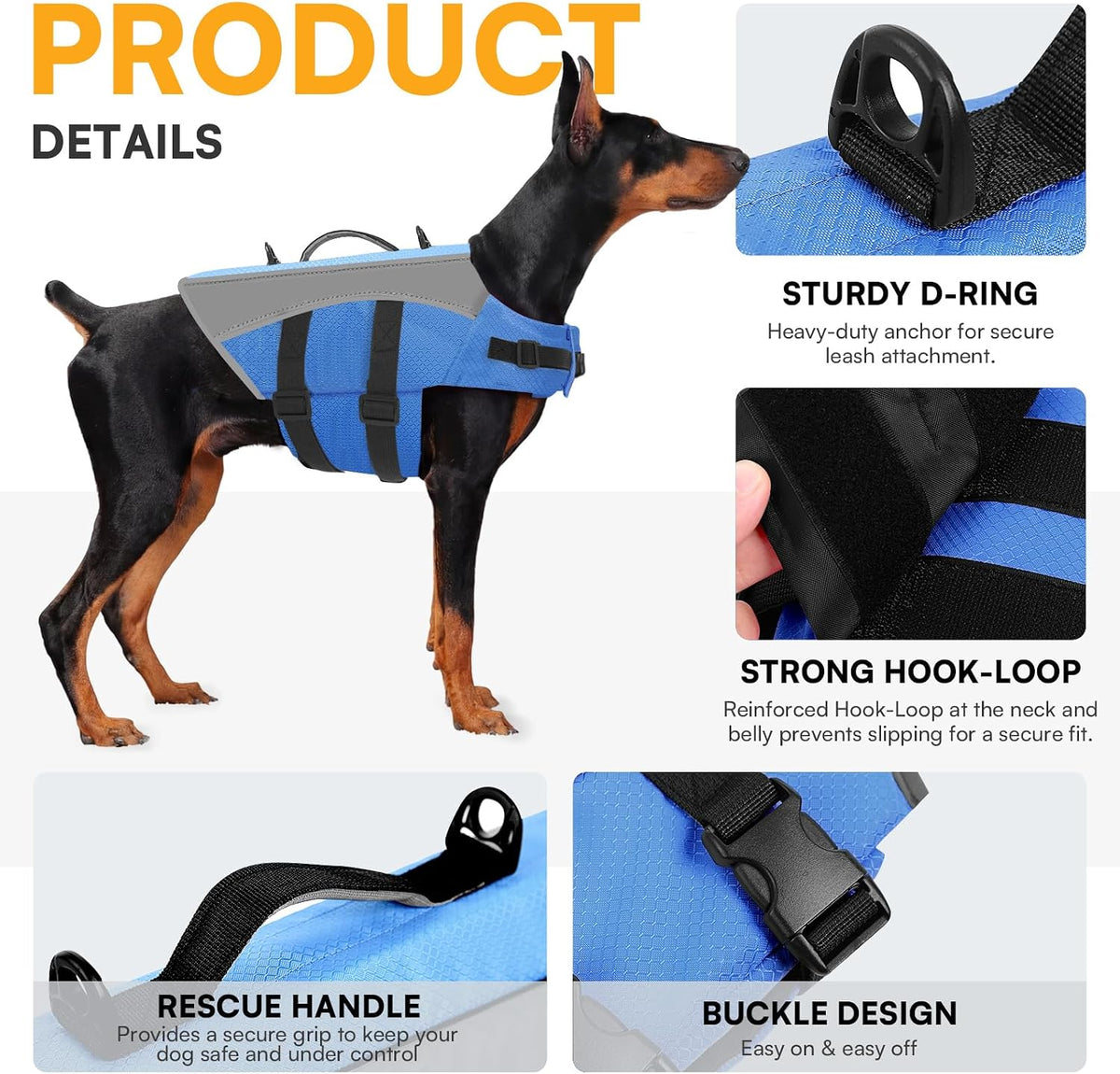 Queenmore small dog life jacket showing superior buoyancy foam side profile