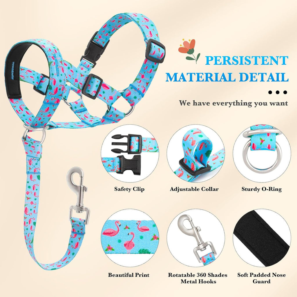 Adjustable dog training head halter showing the padded inner nose lining comfort