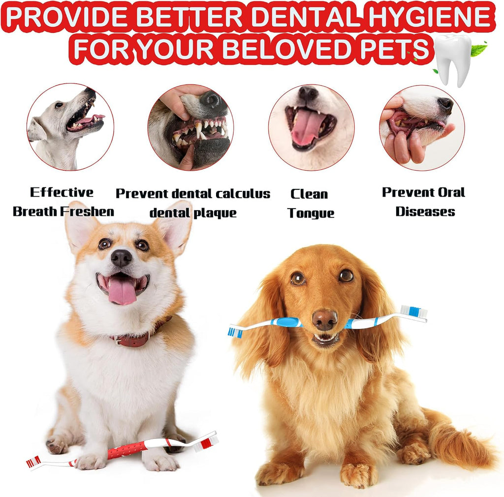 Top view of PenVinoo dual head toothbrush for large dogs