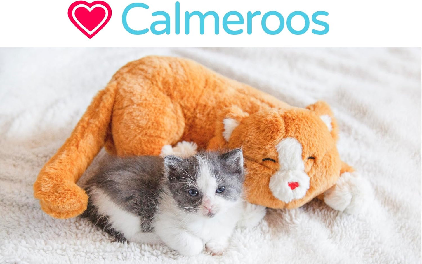 Calmeroos pet calming plush with removable heartbeat simulator device