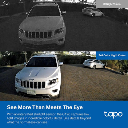 Tapo 2K+ Indoor/Outdoor Wired Security Camera - 2024 PCMag Editors' Choice, Person/Pet/Vehicle Detection, Baby Monitoring, Color Night Vision, Subscription-Free Local Storage or Optional Cloud, C120 - Image 2