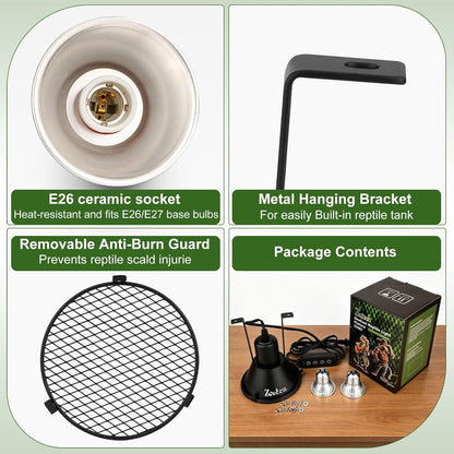 Premium ceramic socket detail inside the Zooiisol reptile heat lamp dome for thermal safety.