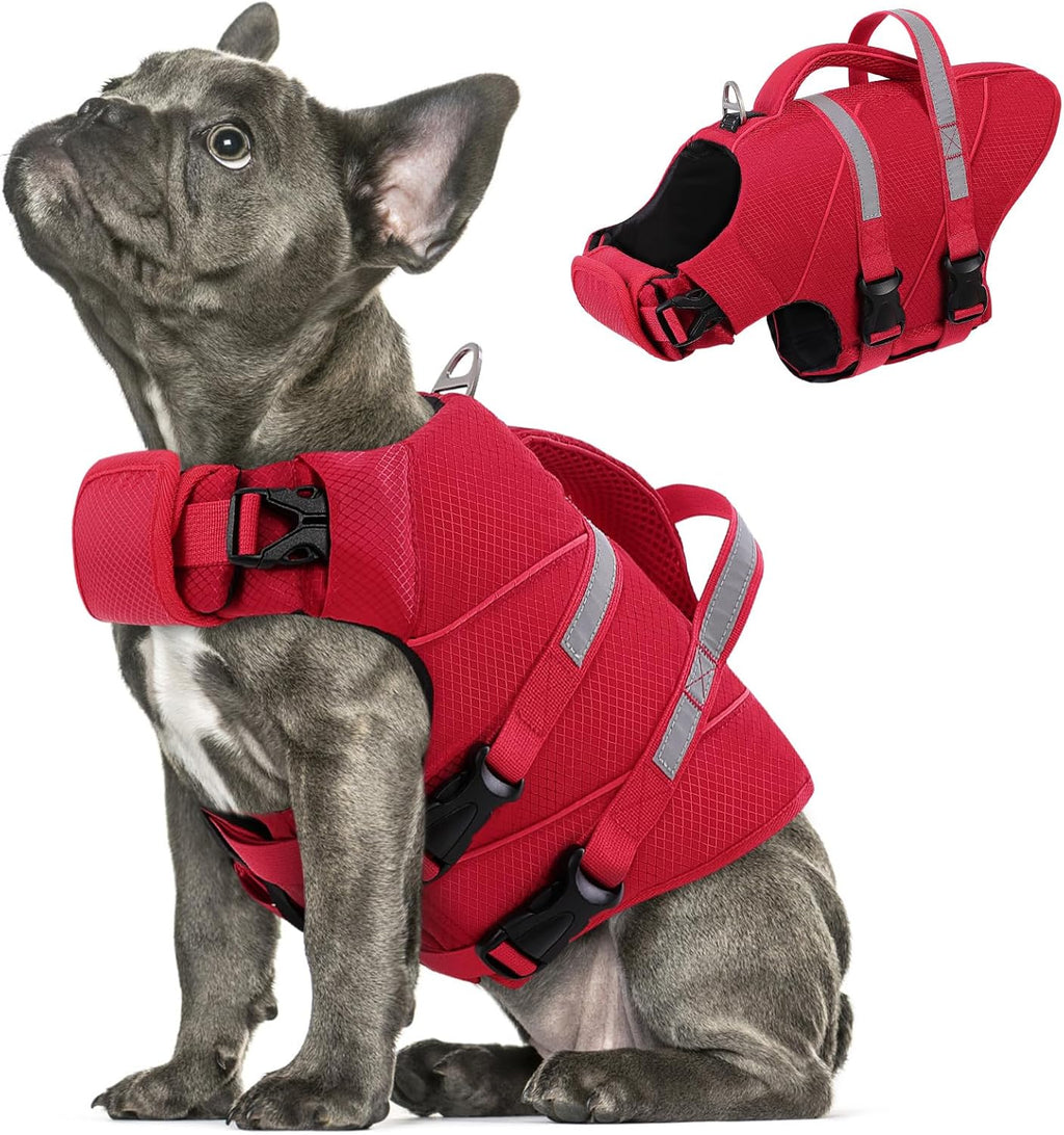 Queenmore Small Dog Life Jacket for Swimming, Boating & Beach, High-Visible Ripstop Lightweight Pet Life Vest with Rescue Handle & Leash Hook for Puppies 8-15 lbs, Orange - Image 9